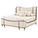 Camellia Field Warm Pecan and Linen Queen Upholstered Panel Bed with USB Charging