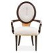 Camellia Field Warm Pecan and Linen Dining Arm Chair