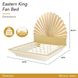 Fantosini Creamy Pearl and Gold Leaf King Fan Platform Bed with USB Charging