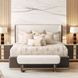 Westminster Row Buff and Medium Espresso King Upholstered Platform Bed with USB Charging