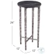 Mendez Antique Silver And Black Marble Accent Table