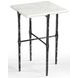 Darcy Antique Nickel and White Square Marble Top Accent Table