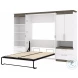 Orion White And Walnut Grey 118" Full Murphy Bed And Multifunctional Storage With Drawers