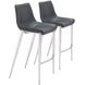 Magnus Black And Brushed Stainless Steel Bar Stool Set Of 2