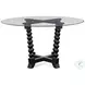 Susanna Antique Black Glass Top Round Dining Table