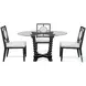 Susanna Antique Black Glass Top Round Dining Table