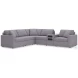 Modmax Granite 6-Piece Performance Fabric Modular Sectional with Audio Console