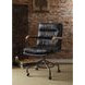 Harith Vintage Blue Leather Upholstered Swivel Office Chair