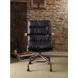 Harith Vintage Blue Leather Upholstered Swivel Office Chair