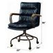 Harith Vintage Blue Leather Upholstered Swivel Office Chair