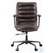 Zooey Distress Chocolate Top Grain Leather Swivel Office Chair