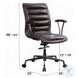 Zooey Distress Chocolate Top Grain Leather Swivel Office Chair