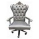 Versailles Silver Upholstered Executive Office Chair with Nailhead Trim