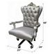 Versailles Silver Upholstered Executive Office Chair with Nailhead Trim