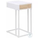 Lanewood White 1 Drawer Radio Weave Cane Side Table