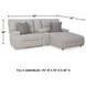 Acklen Place Pewter 3 Piece Performance Fabric Power Reclining Sectional Sofa with RAF Chaise