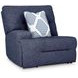 Acklen Place Navy Performance Fabric 3 Piece Modular Power Reclining Sectional with RAF Chaise and USB Charging