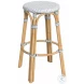 Tobias Powder Blue And White Rattan Performance Fabric Bar Stool