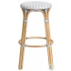 Tobias Powder Blue And White Rattan Performance Fabric Bar Stool