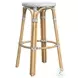 Tobias Powder Blue And White Rattan Performance Fabric Bar Stool