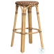 Tobias Brown Rattan Performance Fabric Bar Stool