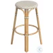 Tobias Tan and Beige Rattan Performance Fabric Bar Stool