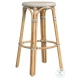 Tobias Tan and Beige Rattan Performance Fabric Bar Stool