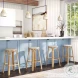 Tobias Tan and Beige Rattan Performance Fabric Bar Stool