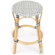 Tobias Navy And Cottage White Rattan Performance Fabric Counter Height Stool