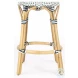 Tobias Navy And Cottage White Rattan Performance Fabric Counter Height Stool