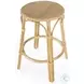 Tobias Natural Rattan Performance Fabric Counter Height Stool