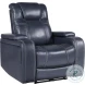 Keziah Blue Power Recliner with Power Headrest And Storage Arms