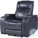 Keziah Blue Power Recliner with Power Headrest And Storage Arms