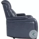 Keziah Blue Power Recliner with Power Headrest And Storage Arms