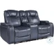 Keziah Blue Double Power Reclining Loveseat with Center Console