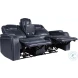Keziah Blue Double Power Reclining Loveseat with Center Console