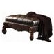 Versailles Dark Brown Upholstered Rectangular Ottoman with Nailhead Trim