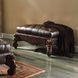Versailles Dark Brown Upholstered Rectangular Ottoman with Nailhead Trim