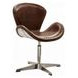 Brancaster Retro Brown Leather Upholstered Swivel Accent Chair with Nailhead Trim