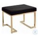 Boice Short Haired Faux Fur and Champagne Rectangular Ottoman
