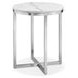 Isolde White and Brushed Nickel Round Marble Top End Table