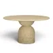Cynthia Light Emperador and Walnut Outdoor 54" Round Marble Top Dining Table