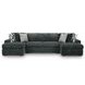 Midnight Madness Gunmetal 3 Piece Double Chaise Sectional with Armless Loveseat