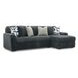Midnight Madness Gunmetal 2 Piece Sofa Chaise Sectional