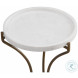 McGowan Brushed Gold And White Marble Accent Table