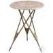 Leila Antique Brass And Creamy Beige Accent Table