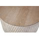 Lorenzo White Wash and Natural Round Travertine Top Coffee Table