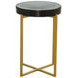 Marilee Deep Blue and Sleek Brushed Gold Round Glass Top Accent Table