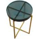 Marilee Deep Blue and Sleek Brushed Gold Round Glass Top Accent Table