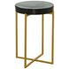 Marilee Deep Blue and Sleek Brushed Gold Round Glass Top Accent Table
